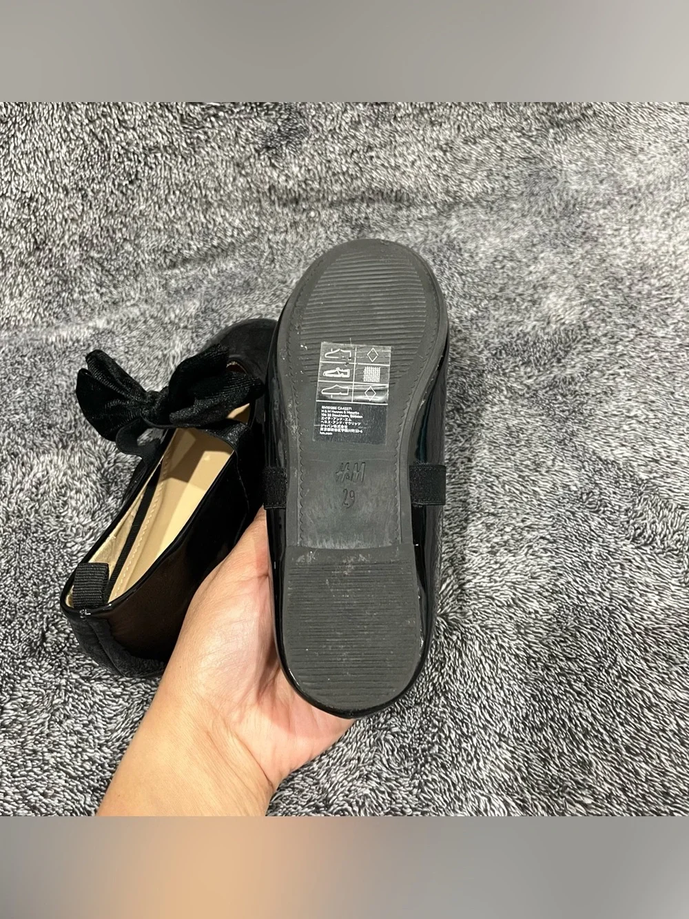 H&M Black Bow-Detail Ballet Flats for kids size 12